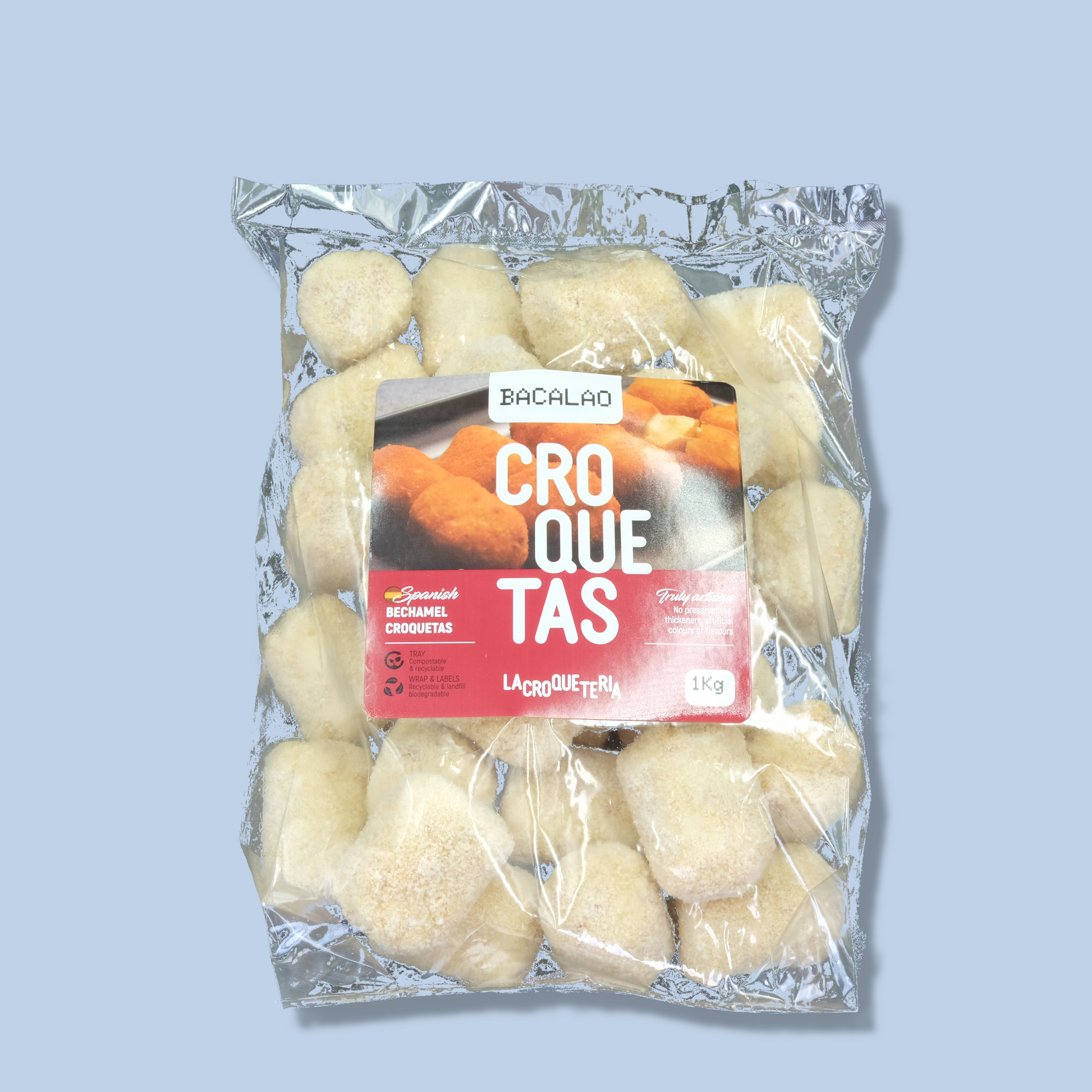 Bacalao croquetas. Artisan Spanish bacalao croquettes by La Croqueteria. Melbourne (Australia). Retail format 1Kg (approx. 30pcs). Also available in wholesale format..