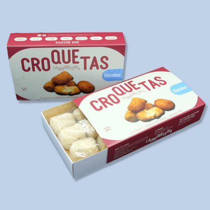 Bacalao croquetas. Artisan Spanish bacalao croquettes  by La Croqueteria. Melbourne (Australia). Retail format 12pcs 395g. Also available in wholesale format..